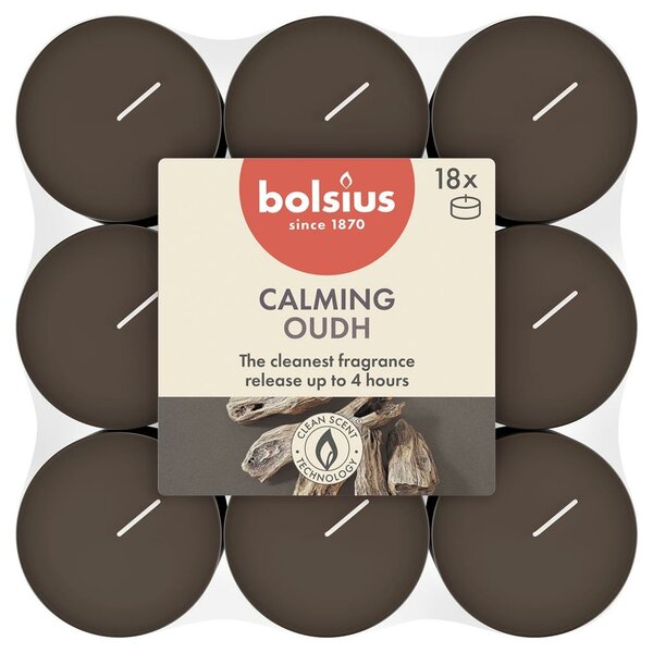 Bolsius geurtheelicht true scents oud wood 18 stuks