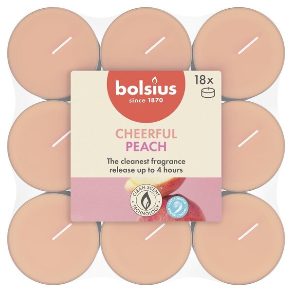 Bolsius geurtheelicht true scents peach 18 stuks