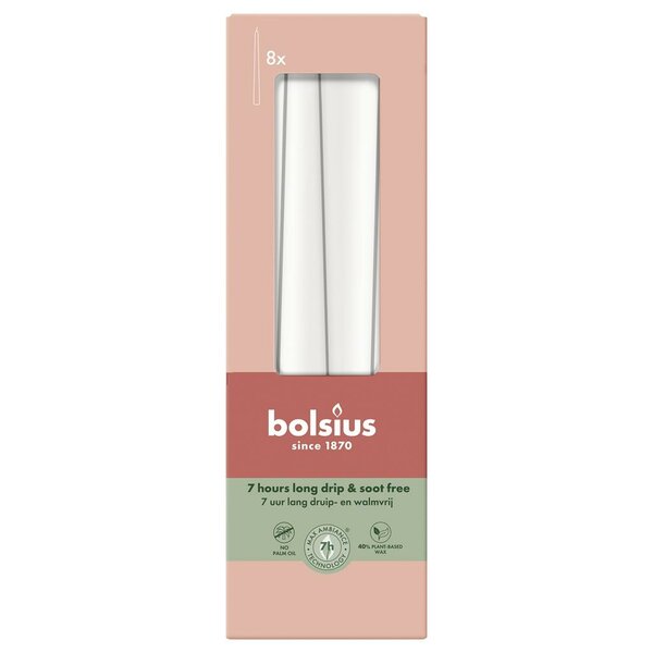 Bolsius gotische dinerkaars 8 stuks cloudy white 24,5 cm