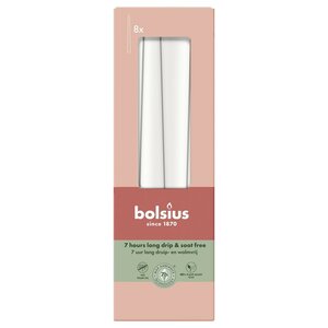 Bolsius gotische dinerkaars 8 stuks cloudy white 24,5 cm