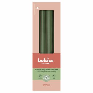 Bolsius gotische kaarsen 4 stuks metallic green 24.5cm