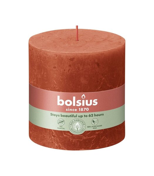 Bolsius kaars rustiek 10x10 cm earthy orange