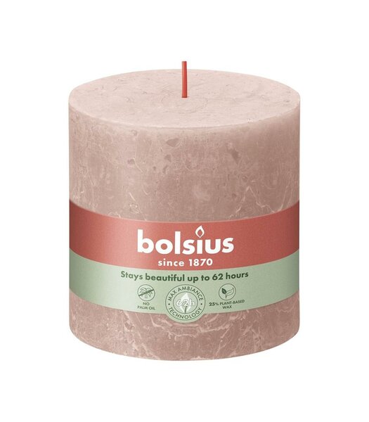 Bolsius kaars rustiek 10x10 cm Misty Pink