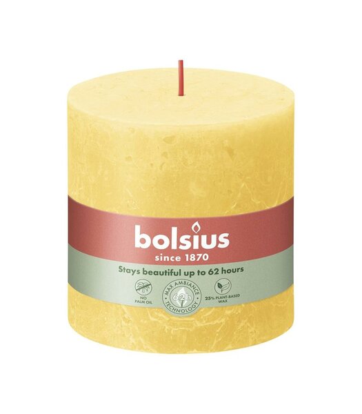 Bolsius kaars rustiek 10x10 cm sunny yellow