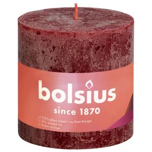 Bolsius kaars rustiek 10x10 cm velvet rood