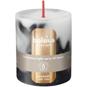 Bolsius stompkaars marble onyx black 7x8 cm