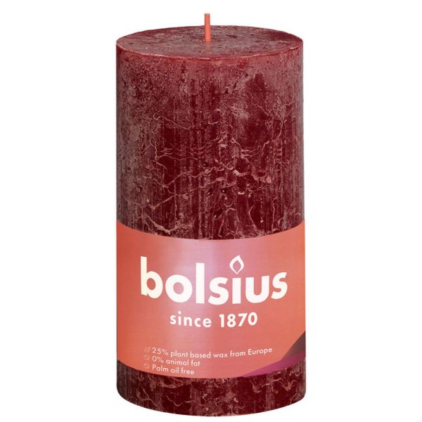 Bolsius Stompkaars rustiek 13x7 cm velvet rood