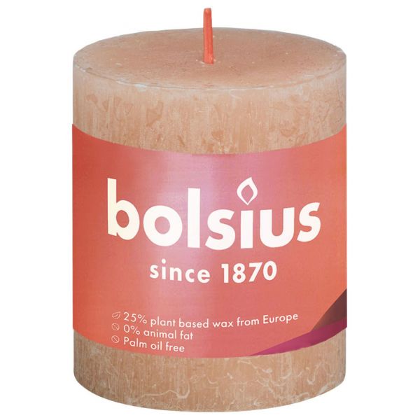 Bolsius Stompkaars rustiek 8x7 cm misty roze