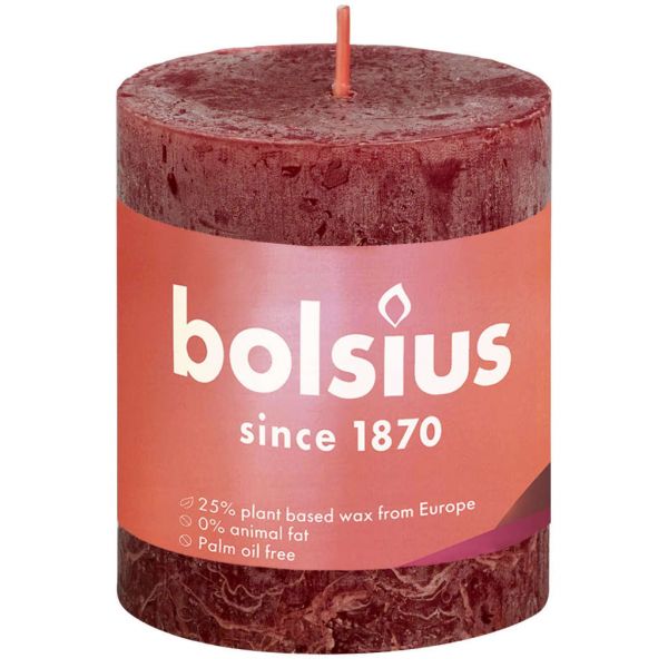Bolsius Stompkaars rustiek 8x7 cm velvet rood