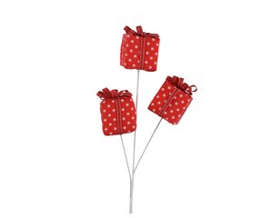 Cadeautjes op stok foam 63 cm rood met stippen