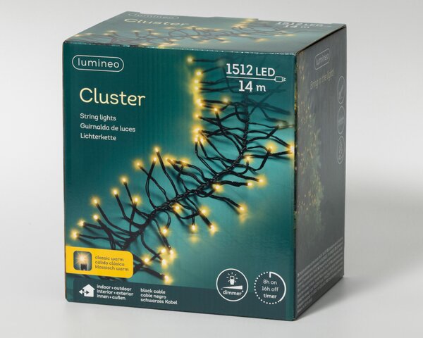 Clusterverlichting led 1512 lampjes klassiek warm - afbeelding 2