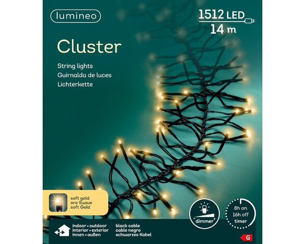 Clusterverlichting led 1512 lampjes soft gold - afbeelding 2
