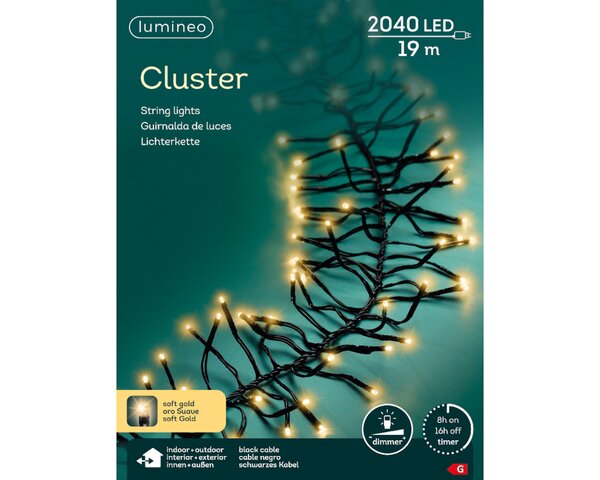 Clusterverlichting led 2040 lampjes soft gold - afbeelding 2