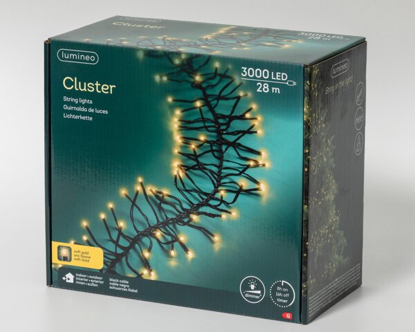 Clusterverlichting led 3000 lampjes soft gold - afbeelding 2