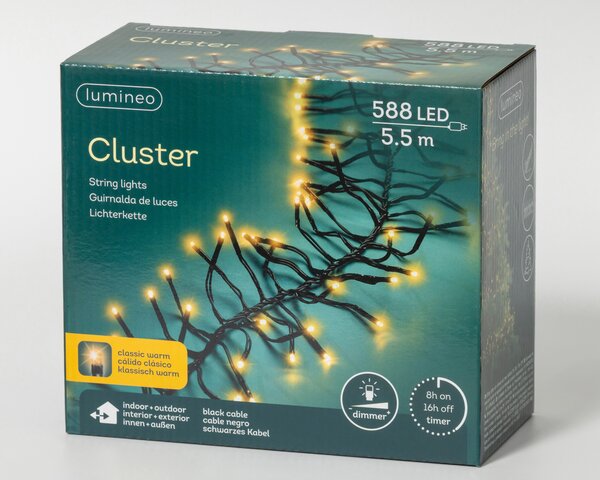 Clusterverlichting led 588 lampjes klassiek warm - afbeelding 2