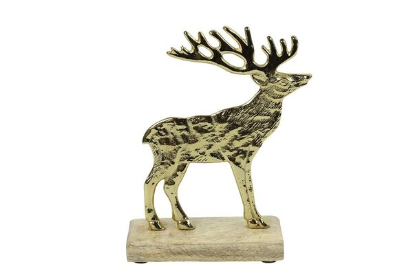 Countryfield hert op standaard 17 cm goud metaal