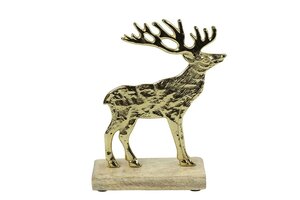 Countryfield hert op standaard 17 cm goud metaal
