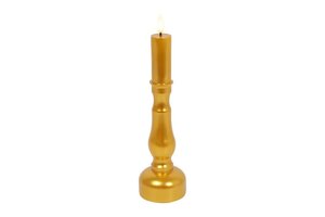 Countryfield kandelaar en ledkaars D 7,5 x H 24 cm goud