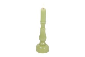 Countryfield kandelaar en ledkaars D 7,5 x H 24 cm groen
