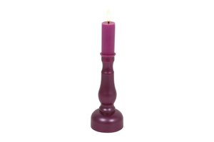 Countryfield kandelaar en ledkaars D 7,5 x H 24 cm paars