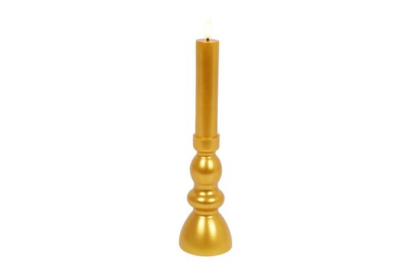 Countryfield kandelaar en ledkaars D 7,5 x H 28 cm goud
