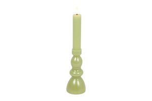 Countryfield kandelaar en ledkaars D 7,5 x H 28 cm groen