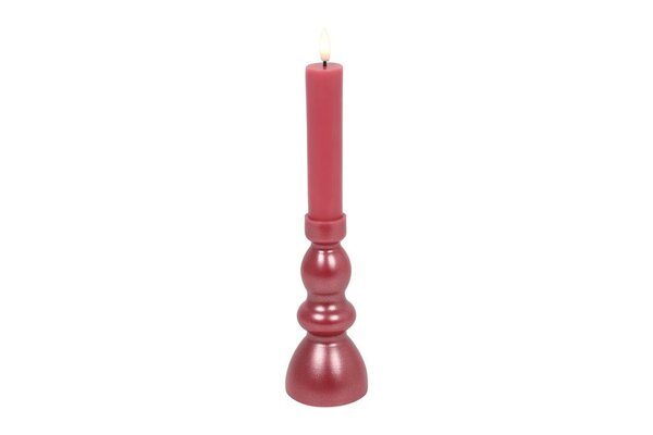 Countryfield kandelaar en ledkaars D 7,5 x H 28 cm roze