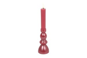 Countryfield kandelaar en ledkaars D 7,5 x H 28 cm roze