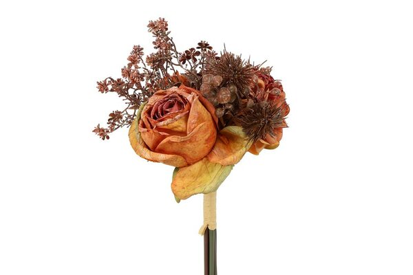 Countryfield zijden boeket hydrangea rosa 30 cm oranje