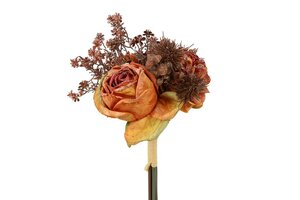 Countryfield zijden boeket hydrangea rosa 30 cm oranje