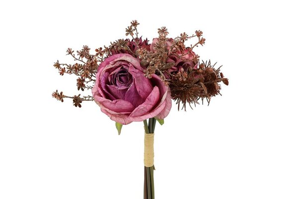 Countryfield zijden boeket hydrangea rosa 30 cm paars