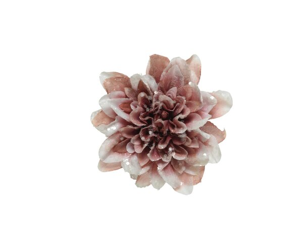 Dahlia op clip velours roze 15 cm