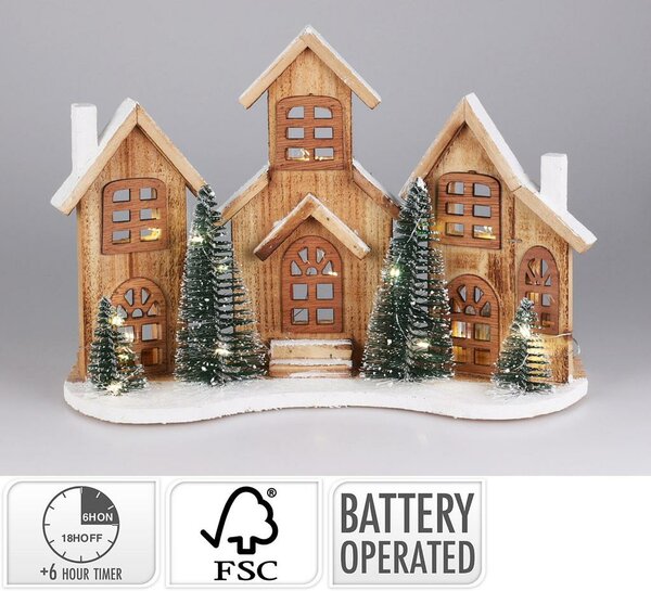 Decoratief huisjes met led 38 cm