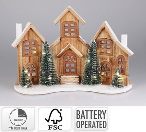 Decoratief huisjes met led 38 cm