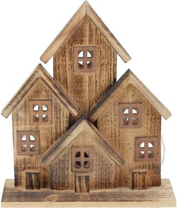Decoratieve huisjes met led 27 cm - afbeelding 1