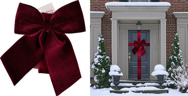 Deurstrik 40 cm fluweel burgundy