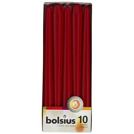 Bolsius diner kaarsen 10 stuks wijnrood 23 cm - afbeelding 2