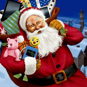 Duni servetten santa with toys 33x33 cm