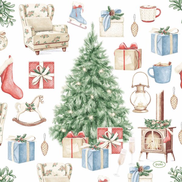 Duni servetten tree and gift 33x33 cm