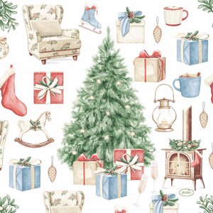 Duni servetten tree and gift 33x33 cm