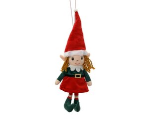 Elf hanger meisje 24 cm groen/rood