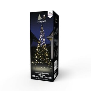 Fairybell vlaggenmast 3 meter 360 lampjes warm wit