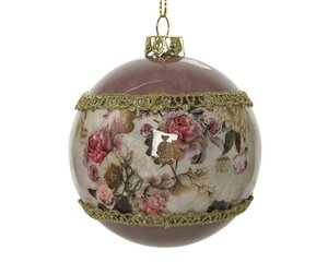 Foam kerstbal 8 cm champagne gold ribbon