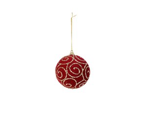 Foam kerstbal 8 cm swirl rood