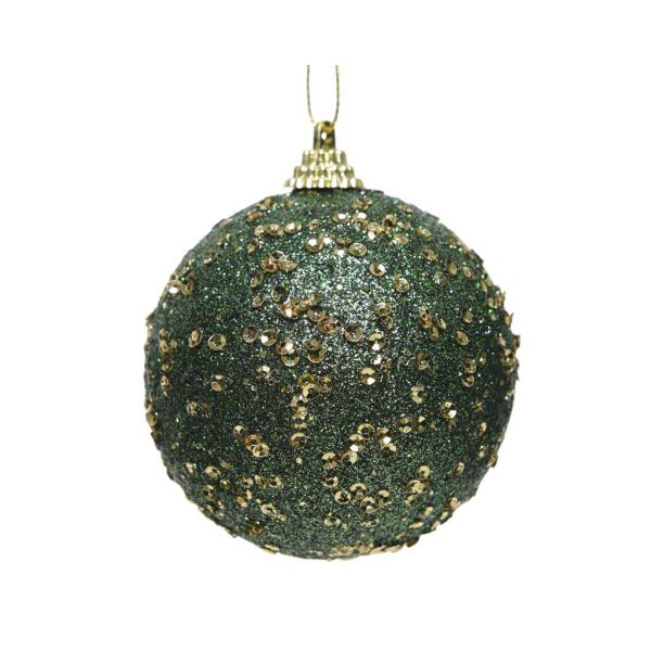 Foam kerstbal met hanger dennengroen 8 cm