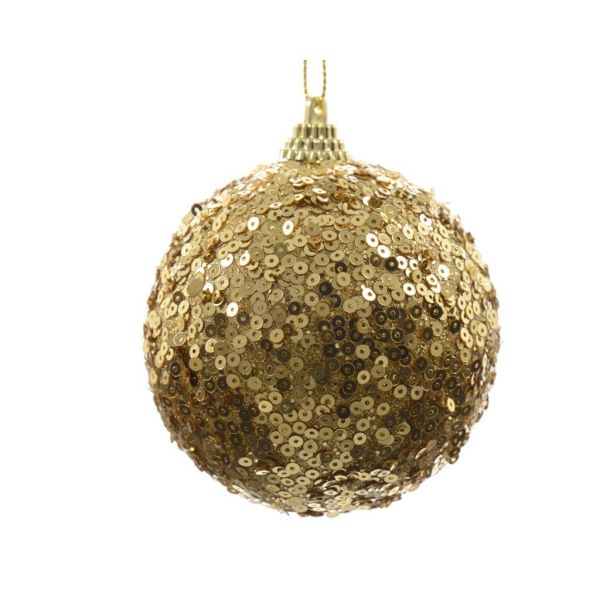 Foam kerstbal met hanger licht goud 8 cm