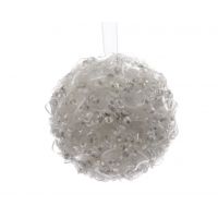 Foam kerstbal met hanger wit 8 cm