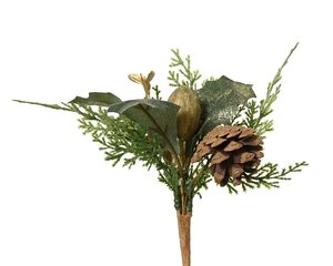 Gemengde bos op steel 20 cm groen/goud
