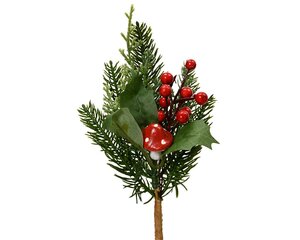 Gemengde bos op steel 20 cm groen/rood