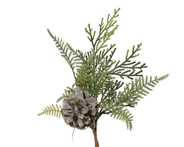 Gemengde bos op steel met dennenappel 22 cm